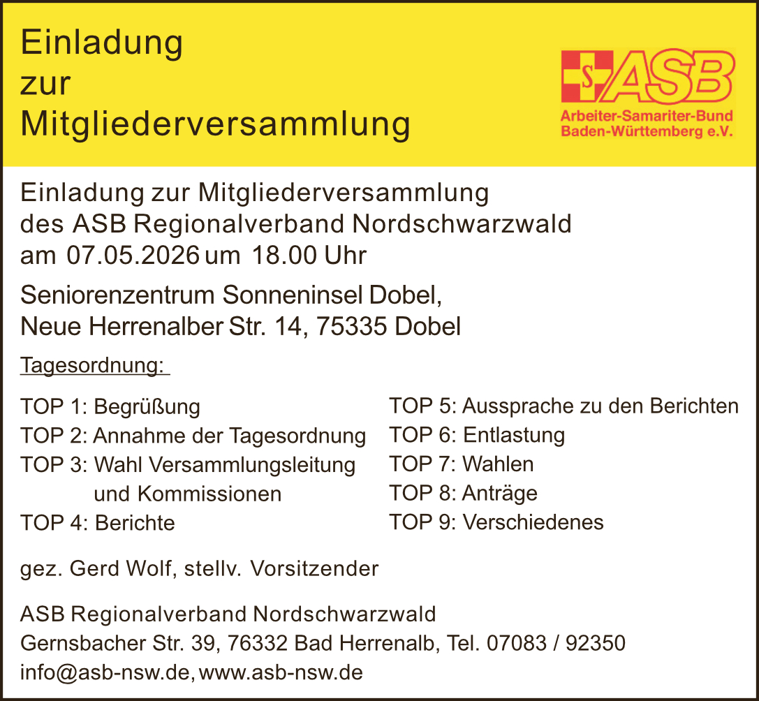 Einladung zur Mitgliederversammlung 07.05.26 | 18 Uhr